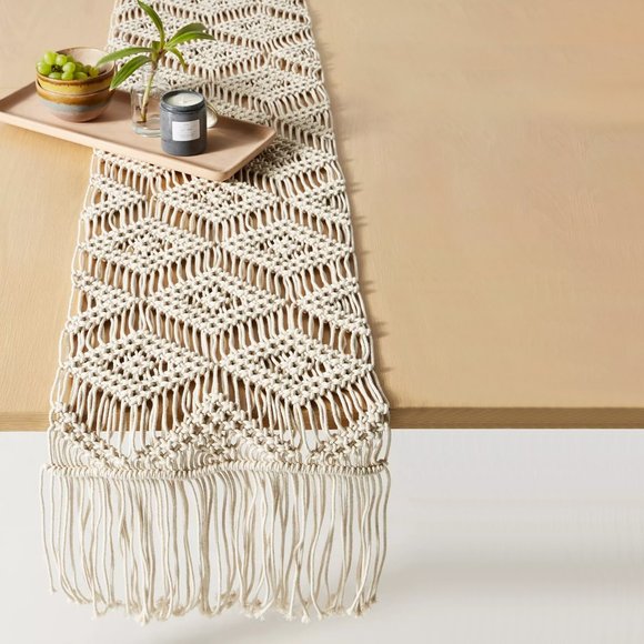 HTF Anthropologie Deedra Macrame Table Runner - Picture 1 of 4